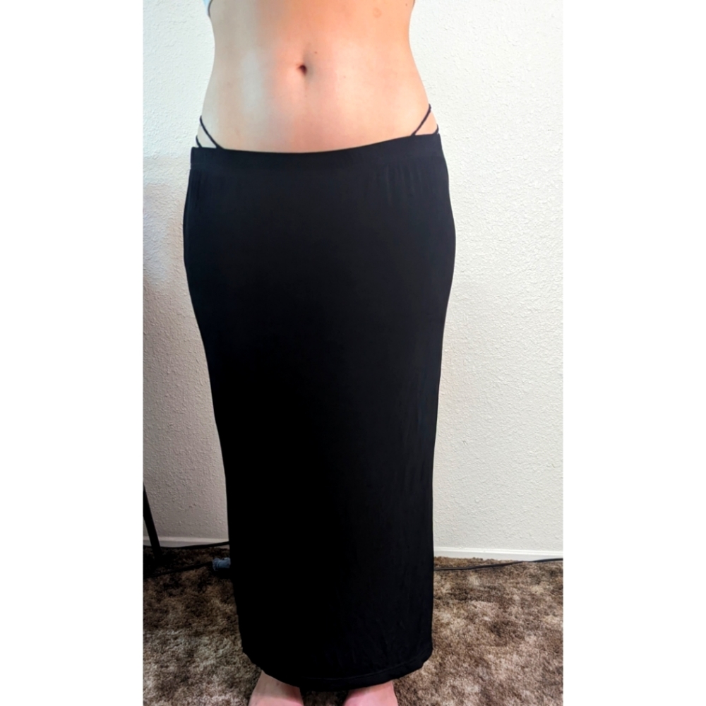 French laundry long black skirt slip